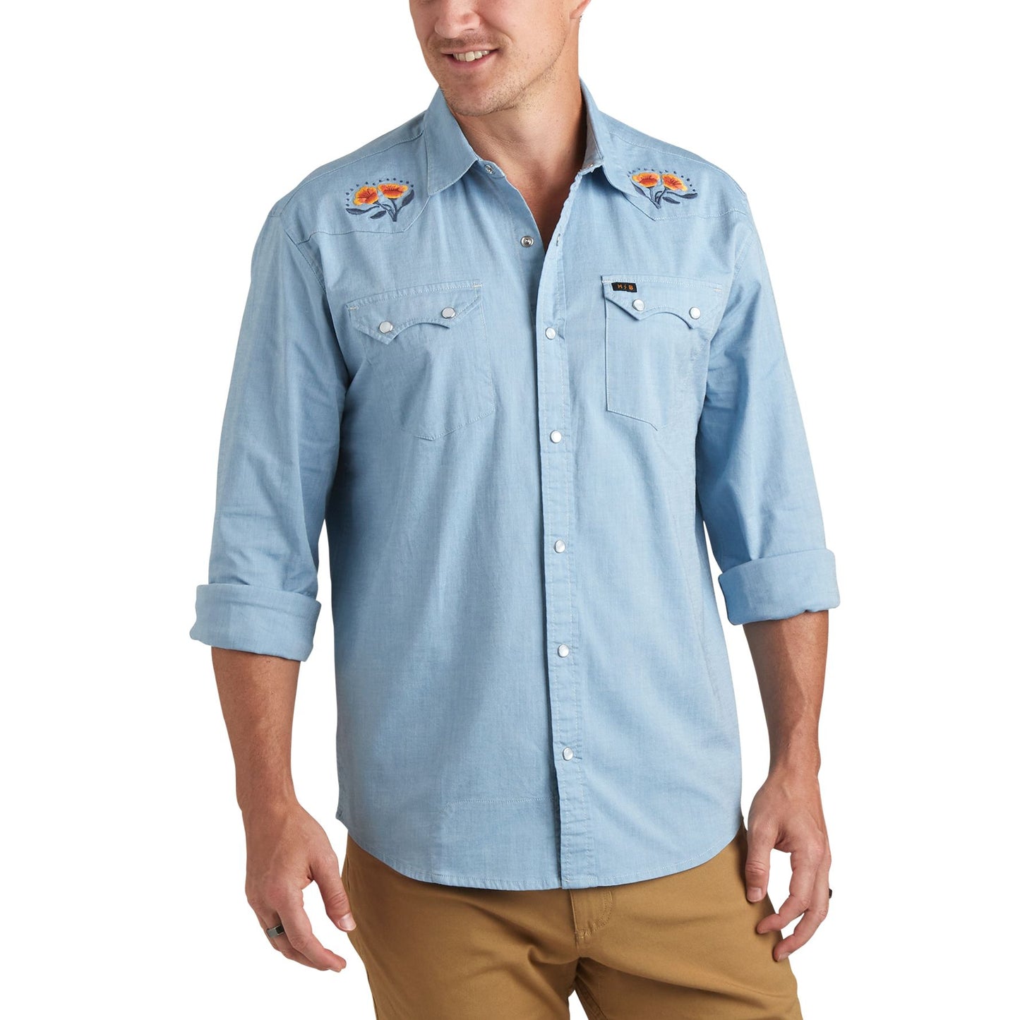 Crosscut Deluxe Snapshirt- Poppies