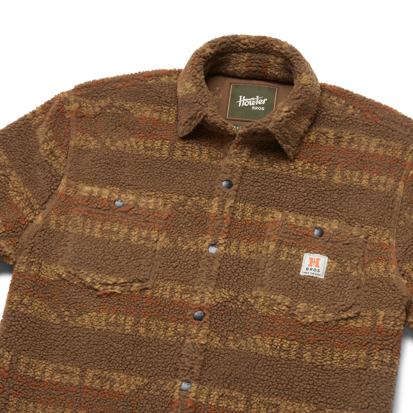 Allegheny Fleece Overshirt: Mescal Stripe- Earth