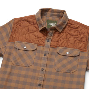 Quintana Quilted Flannel: Cody Check- Tannin