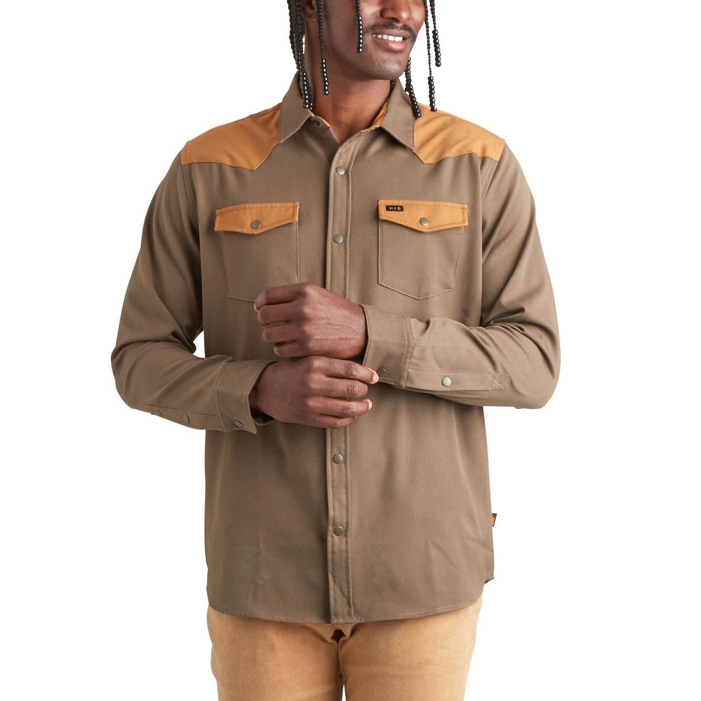 Stockman Stretch Snapshirt- Cocodrillo/Duck Brown