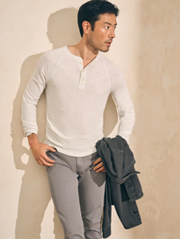 Cloud Long Sleeve Henley- Ivory Heather