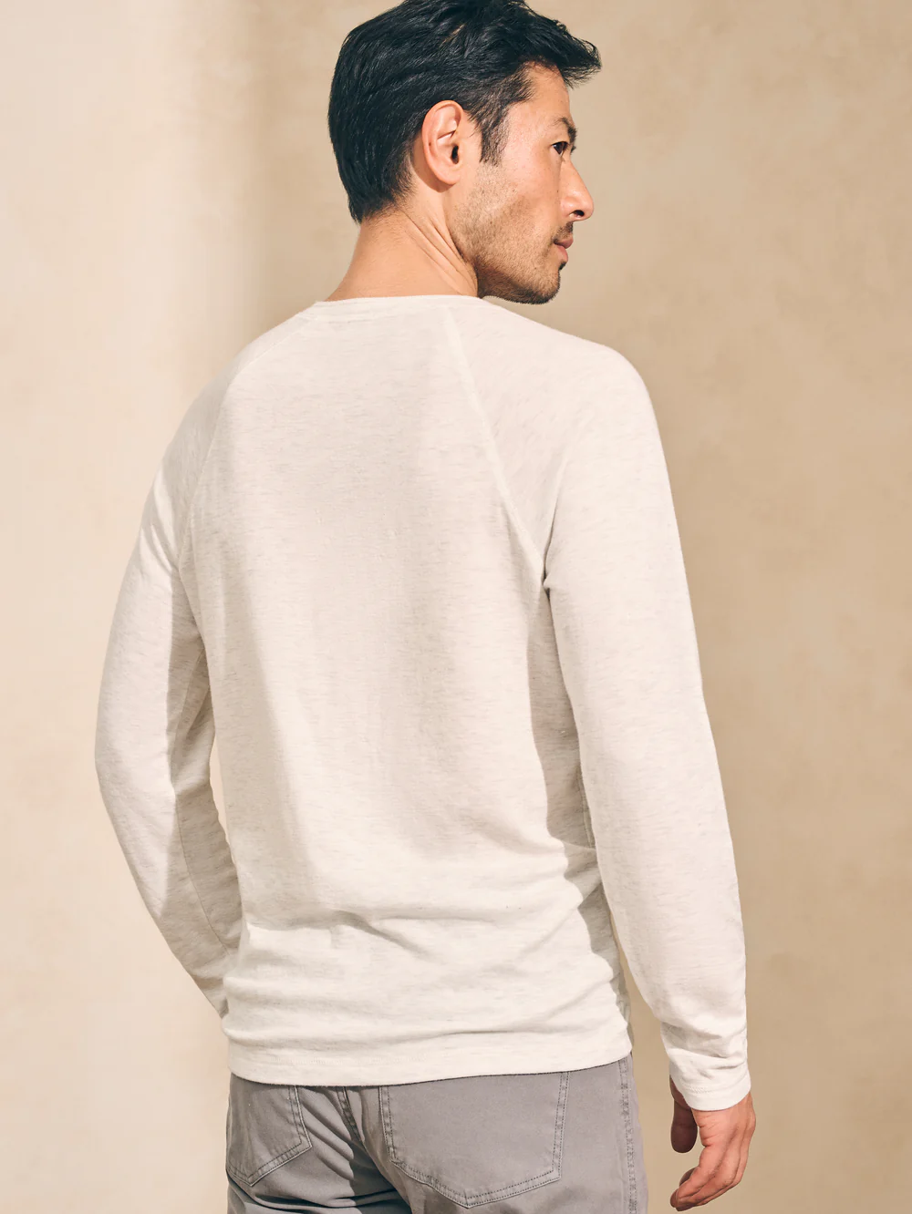 Cloud Long Sleeve Henley- Ivory Heather