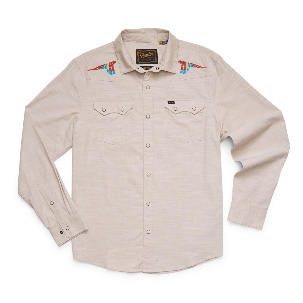 Crosscut Deluxe Long Sleeve Shirt- Parrot Patrol: Dune Chambray