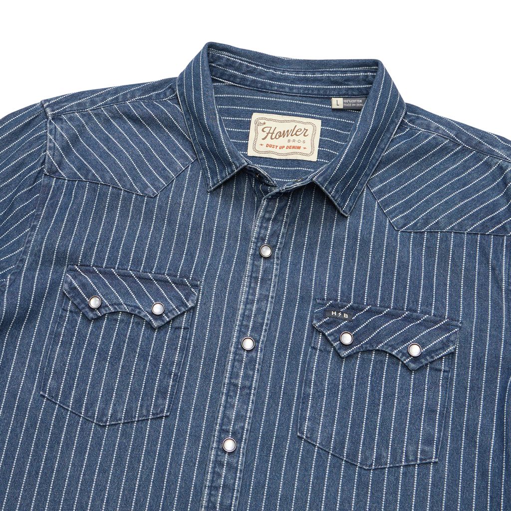 Dust Up Denim Snapshirt- Merle Stripe