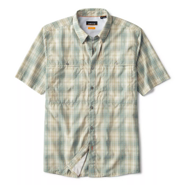 Open Air Caster Plaid Short Sleeve Shirt- Mineral Blue/White