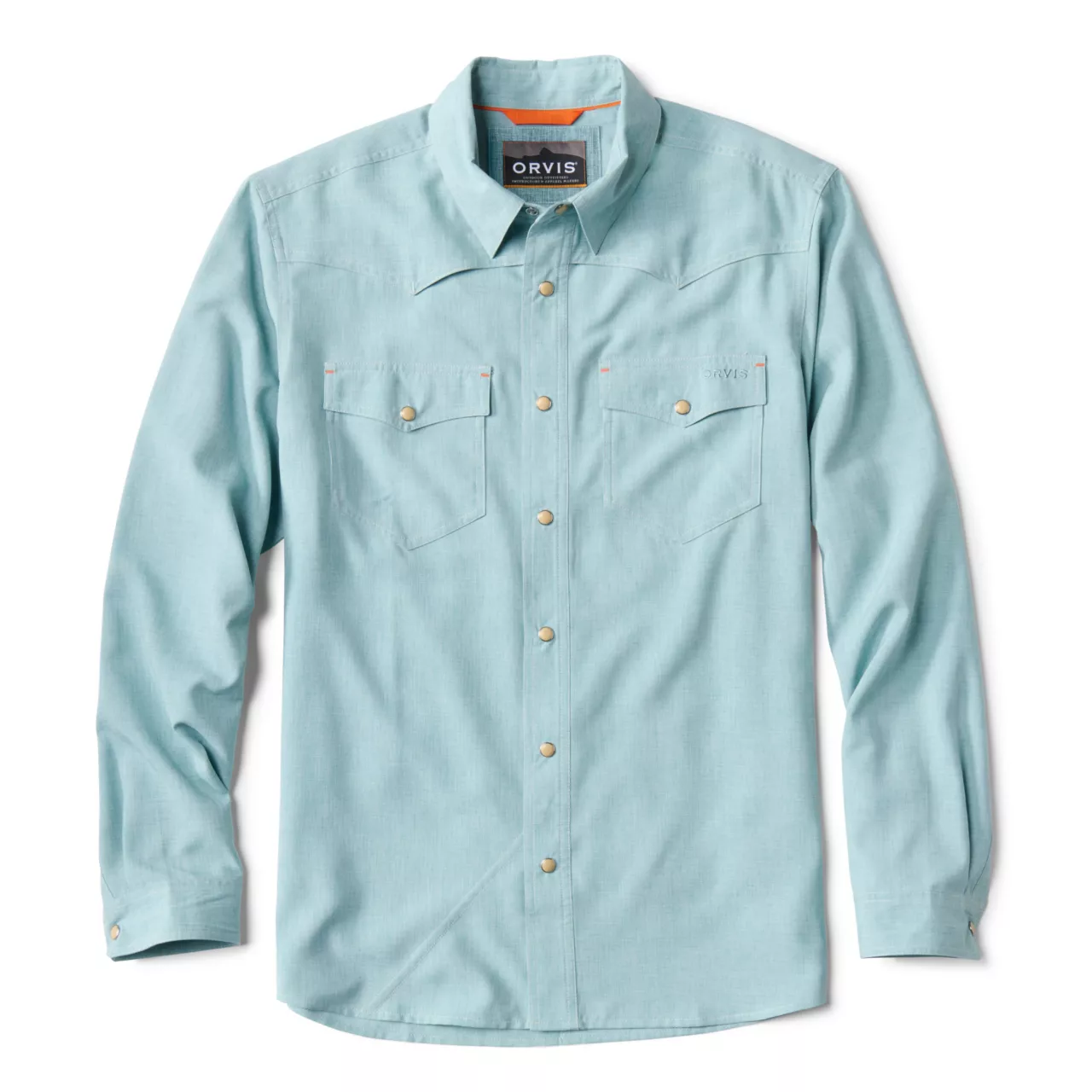 Tech Chambray Western Long Sleeve Shirt- Mineral Blue