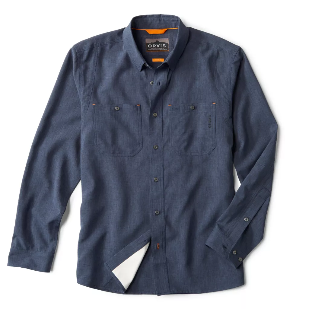 Tech Chambray Long Sleeve Work Shirt- True Navy