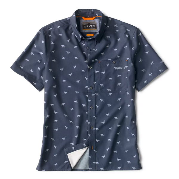 Printed Tech Chambray Short Sleeve- Neptune Blue