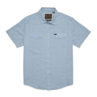 H Bar B Snapshirt- Eyelet Stripe Sky Blue