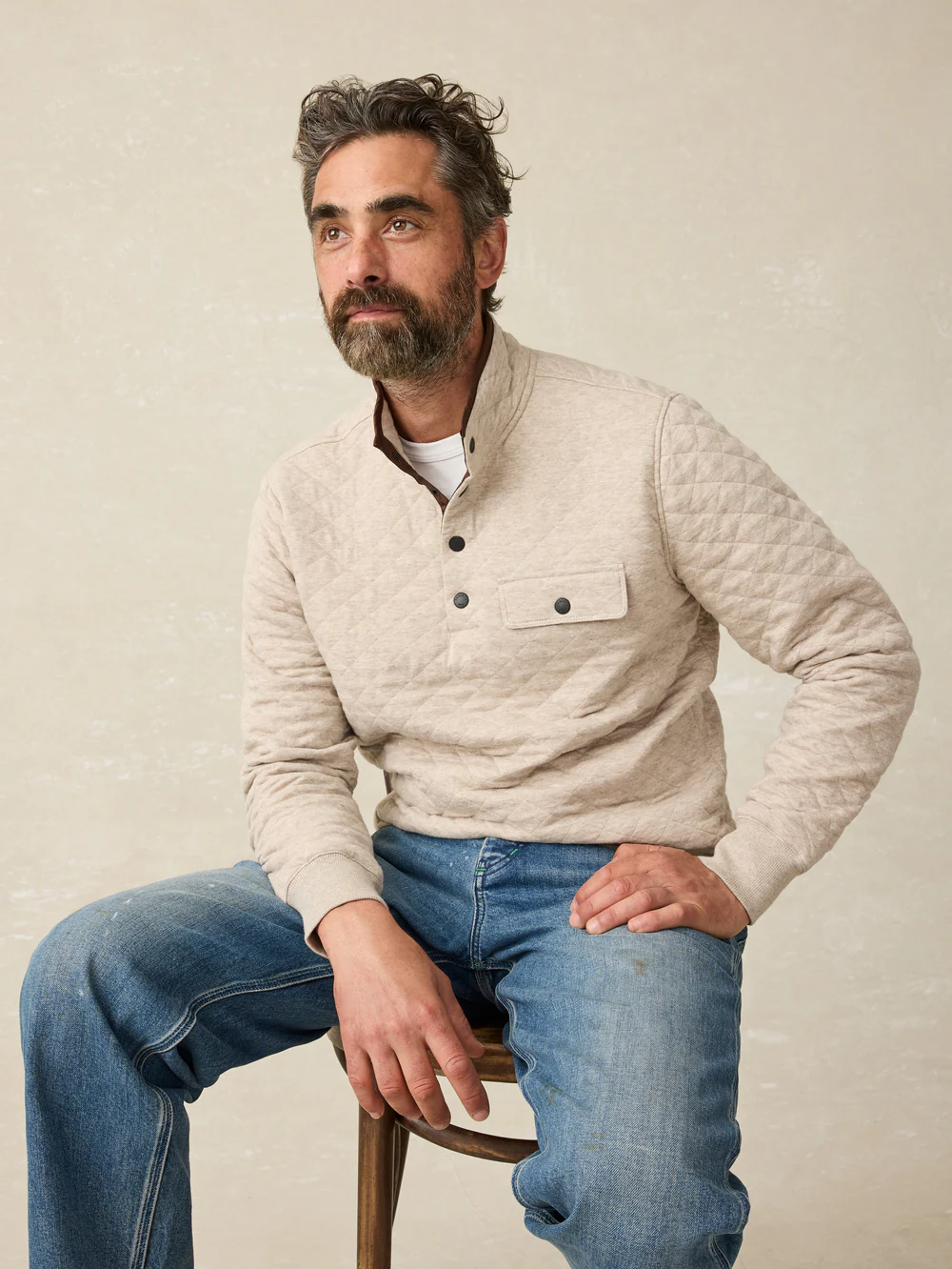 Epic Quilted Fleece Pullover-Oatmeal Melange