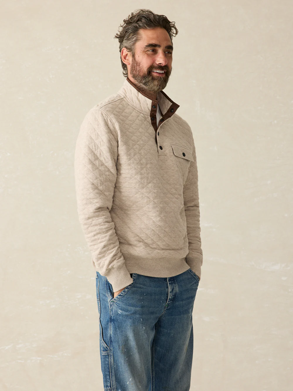 Epic Quilted Fleece Pullover-Oatmeal Melange