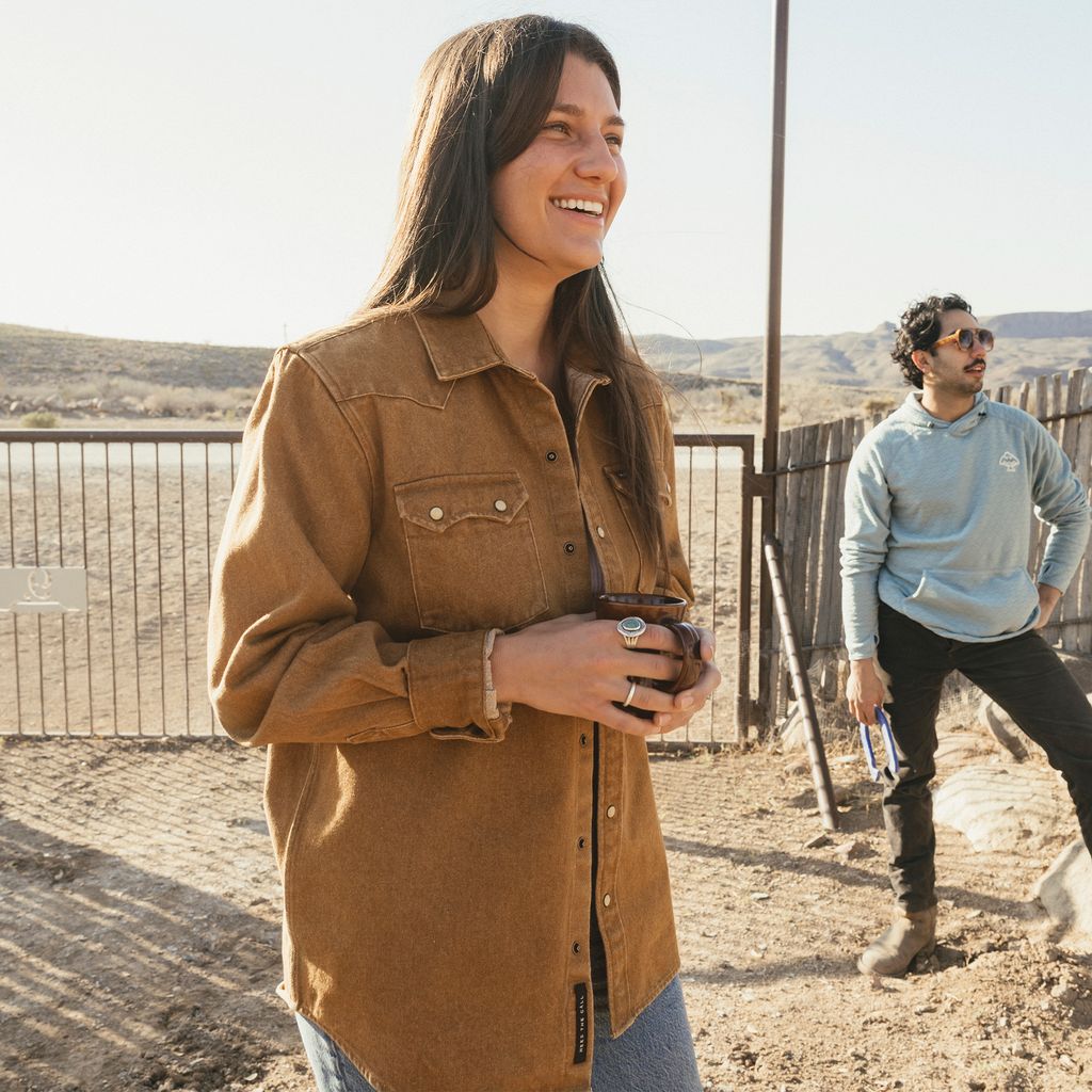 Dust Up Denim Snapshirt- Owens Oaker Wash
