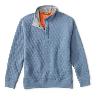 Quilted Snap Sweatshirt- Dusty Blue