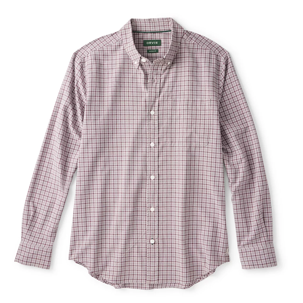 Ultralight Comfort Stretch Long Sleeve Shirt- White/Rasin