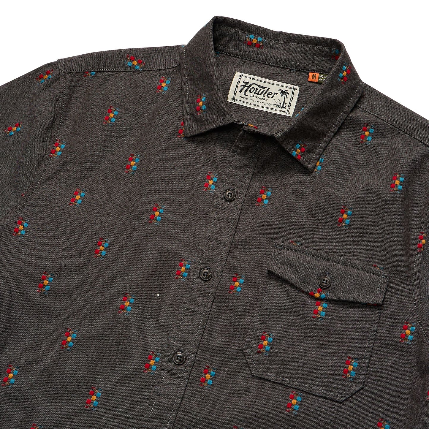 San Gabriel Short Sleeve Shirt- Refractions/Antique Black