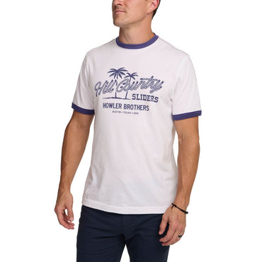 Hill Country Beach Sliders Ringer T-Shirt- Vintage White