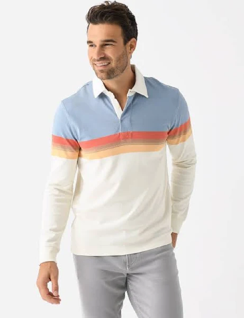 Rugby Polo- Shoreline Sunset Stripe