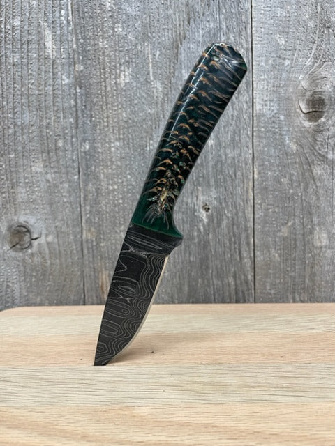 Pincone Damascus Drop Point Hunter - 7 1/2"