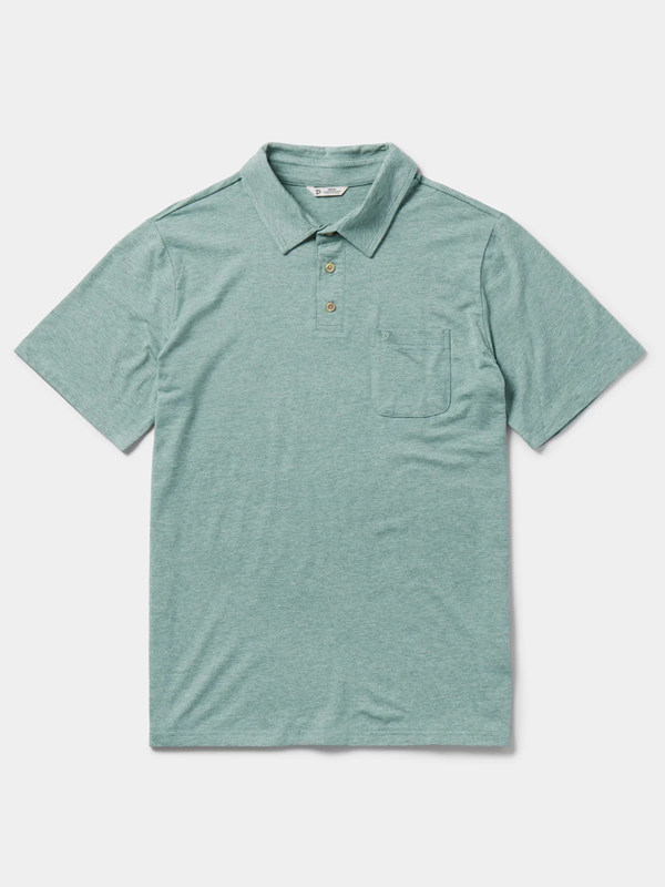 Original Bamboo Polo - Heathered Sea Drift/Sea Drift Pinstripe