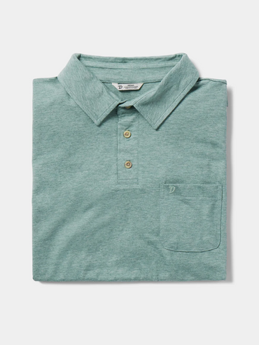 Original Bamboo Polo - Heathered Sea Drift/Sea Drift Pinstripe