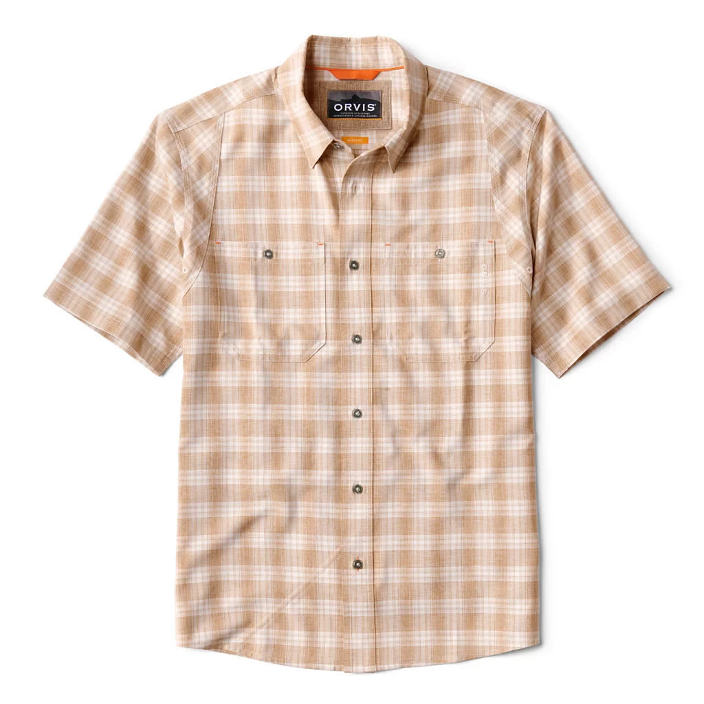 Tech Chambray Plaid Short Sleeve Work Shirt- Snow/Shitake