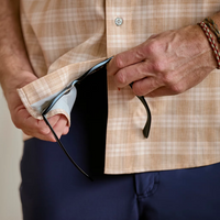 Tech Chambray Plaid Short Sleeve Work Shirt- Snow/Shitake