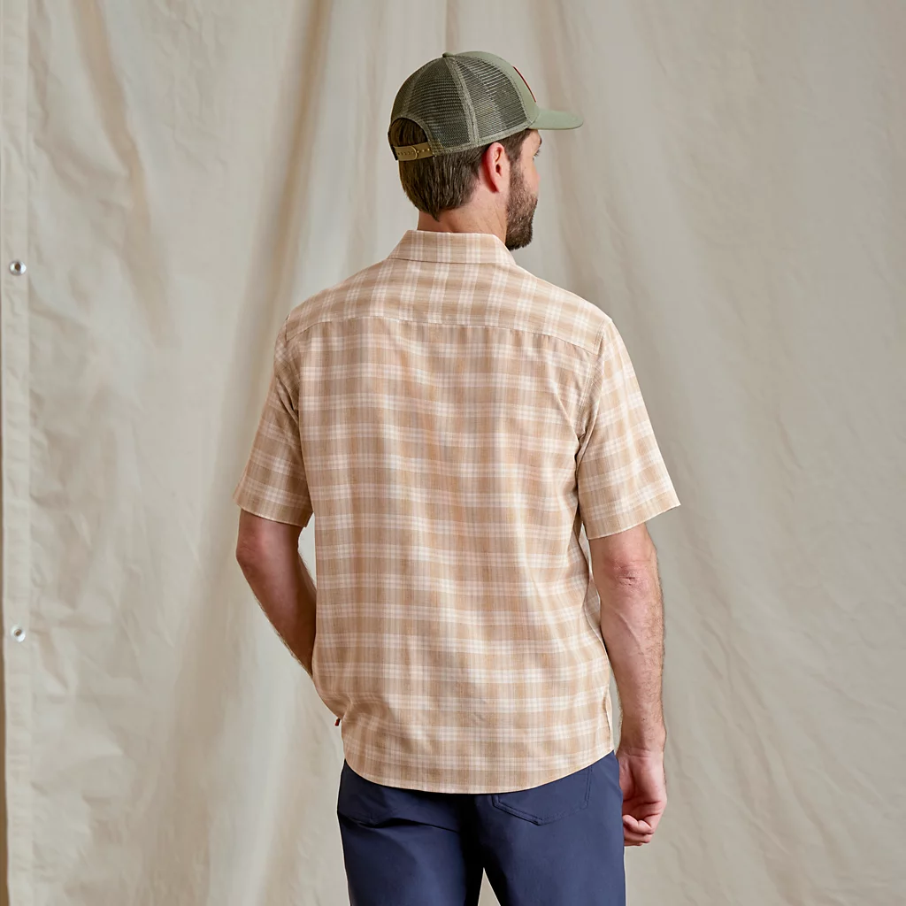 Tech Chambray Plaid Short Sleeve Work Shirt- Snow/Shitake
