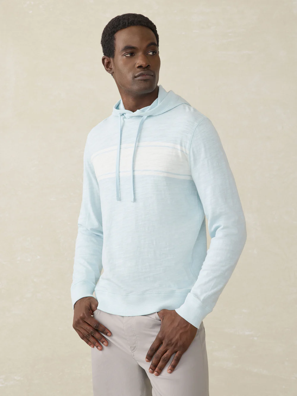 Sunwashed Slub Hoodie- Sky Surf Stripe