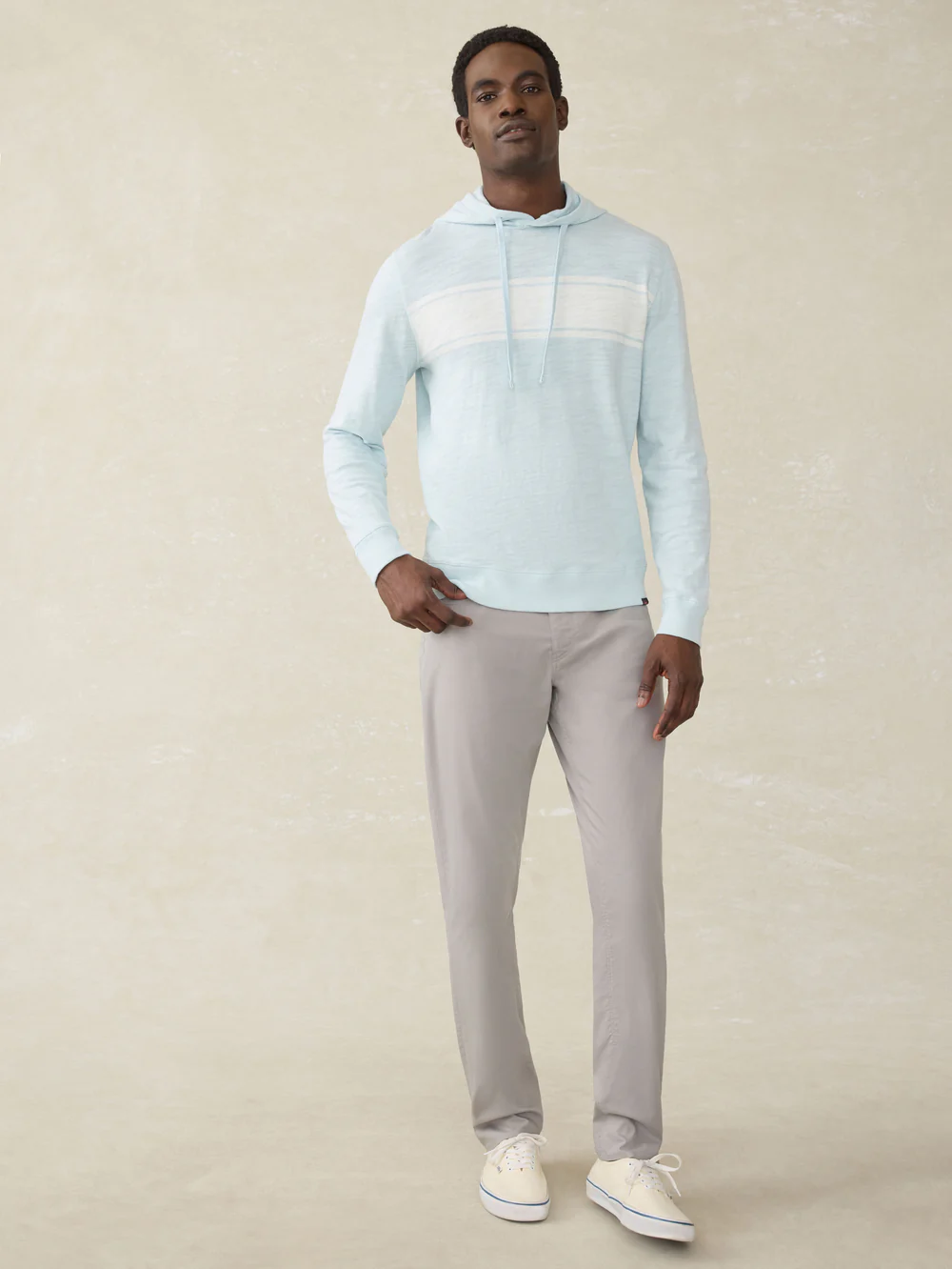 Sunwashed Slub Hoodie- Sky Surf Stripe