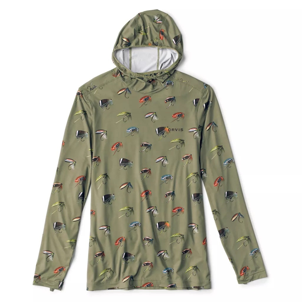 Printed Sun Defense Hoodie- Moss Green