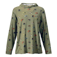 Printed Sun Defense Hoodie- Moss Green