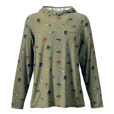 Printed Sun Defense Hoodie- Moss Green