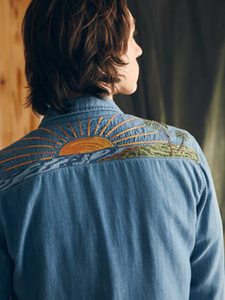 Sun & Waves Embroidered Shirt- Sunset Sky