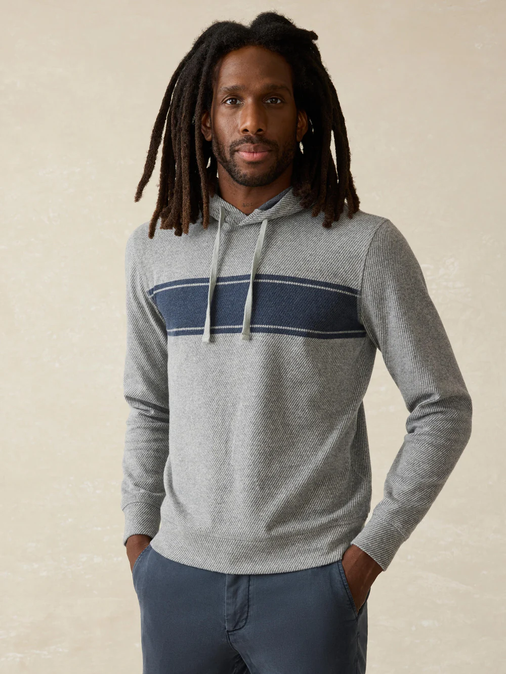 Legend Sweater Hoodie- Fossil Grey Surf Stripe