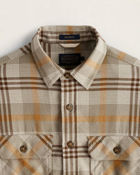 Burnside Flannel Shirt- Tan/Brown/Grey Plaid