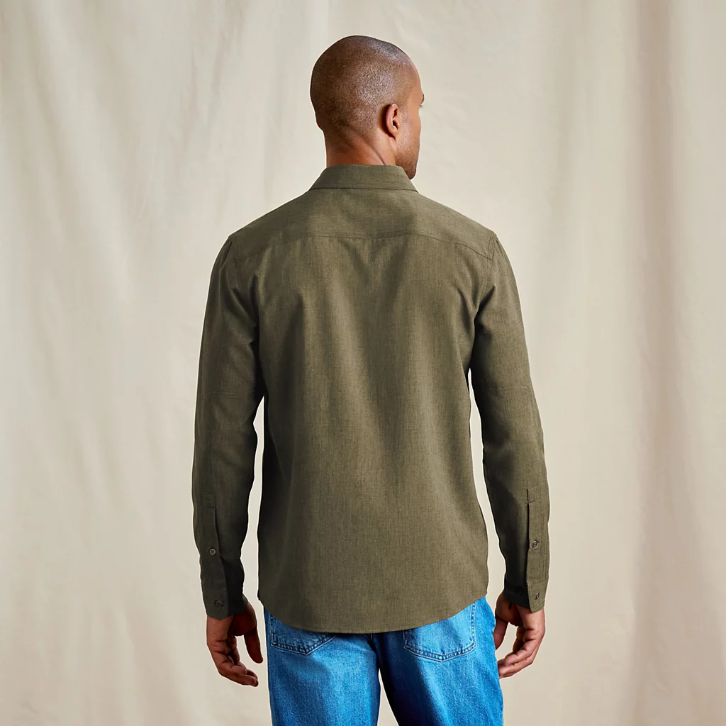 Tech Chambray Long Sleeve Work Shirt- Deep Tarragon