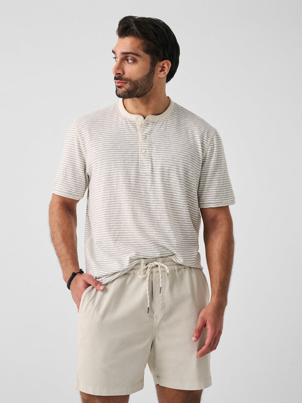 Tradewinds Henley- Shell Flint Stripe