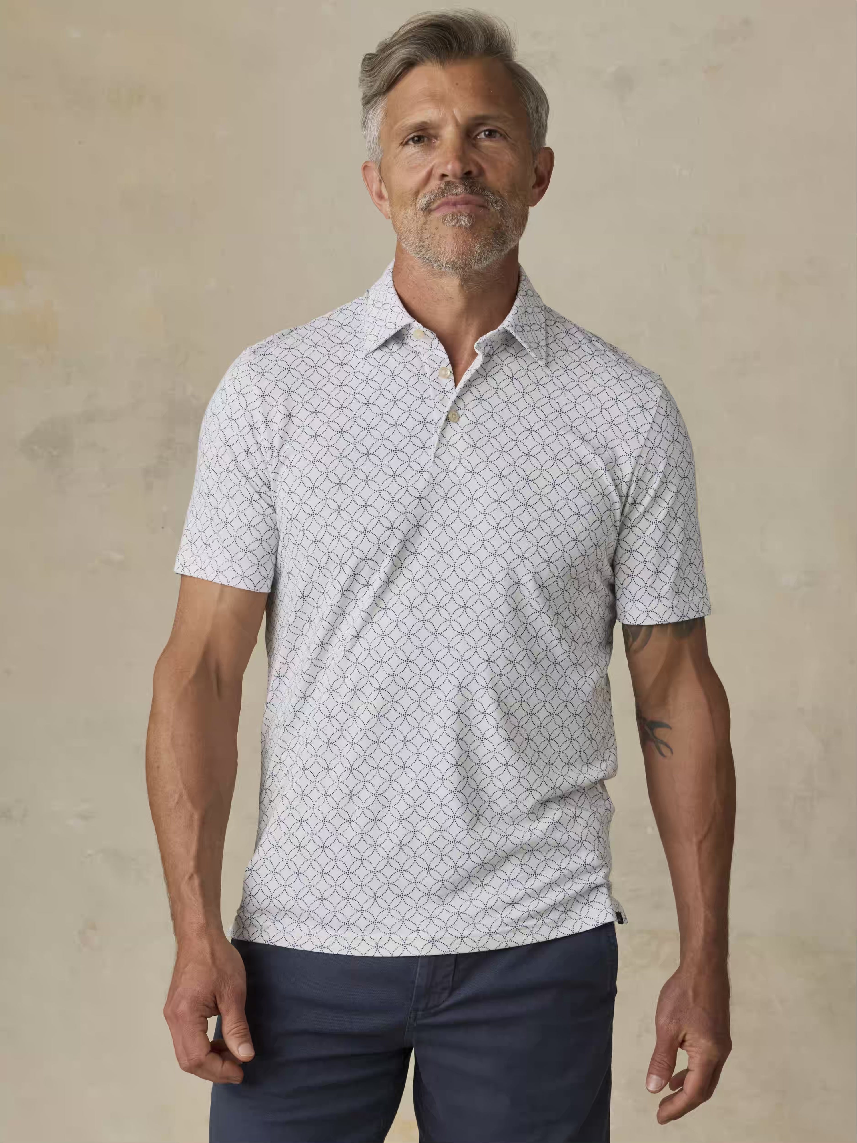 Movement Pique Polo- Ivory Blue Moonlight