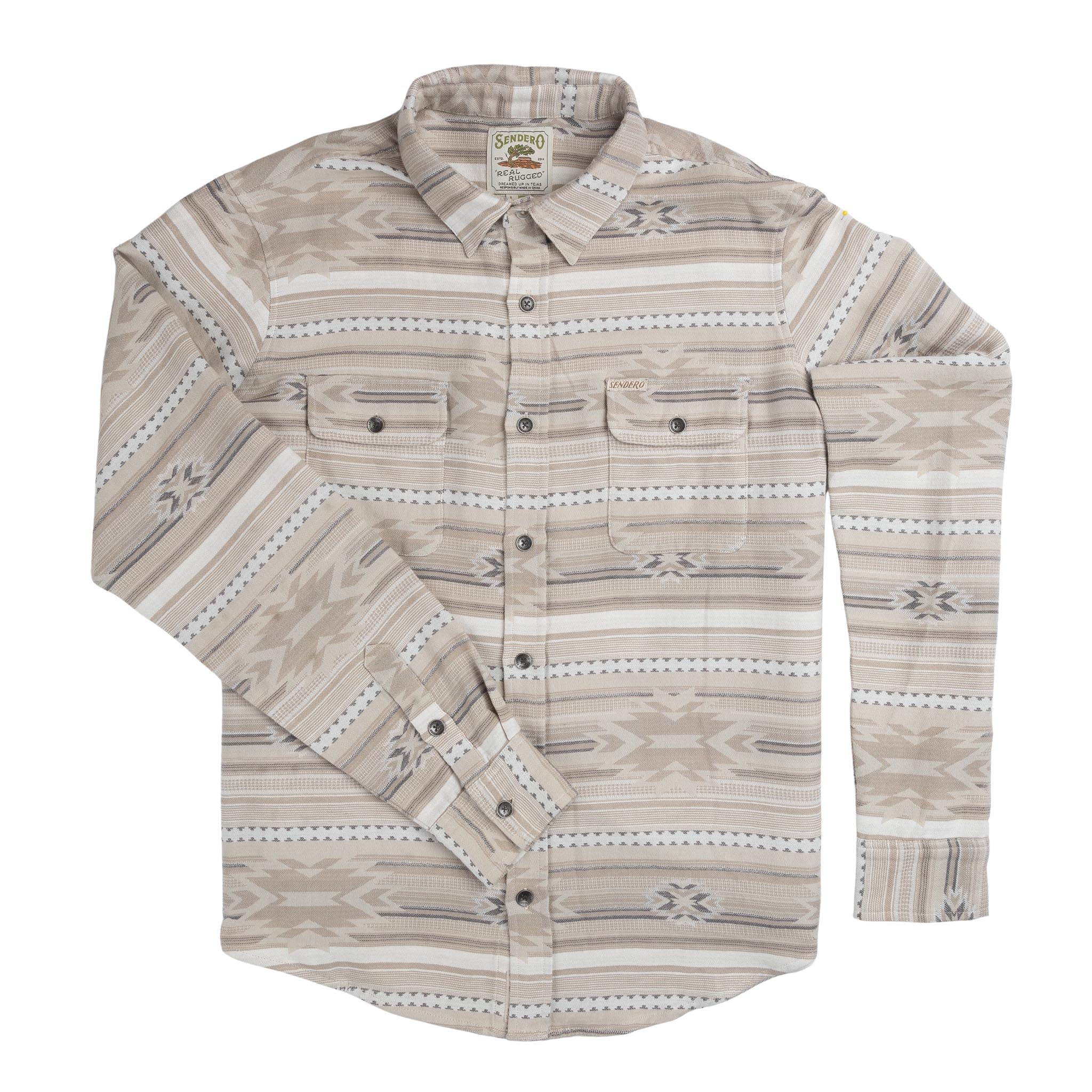 Boquillas Long Sleeve Shirt- Mesilla Chevron/Limestone