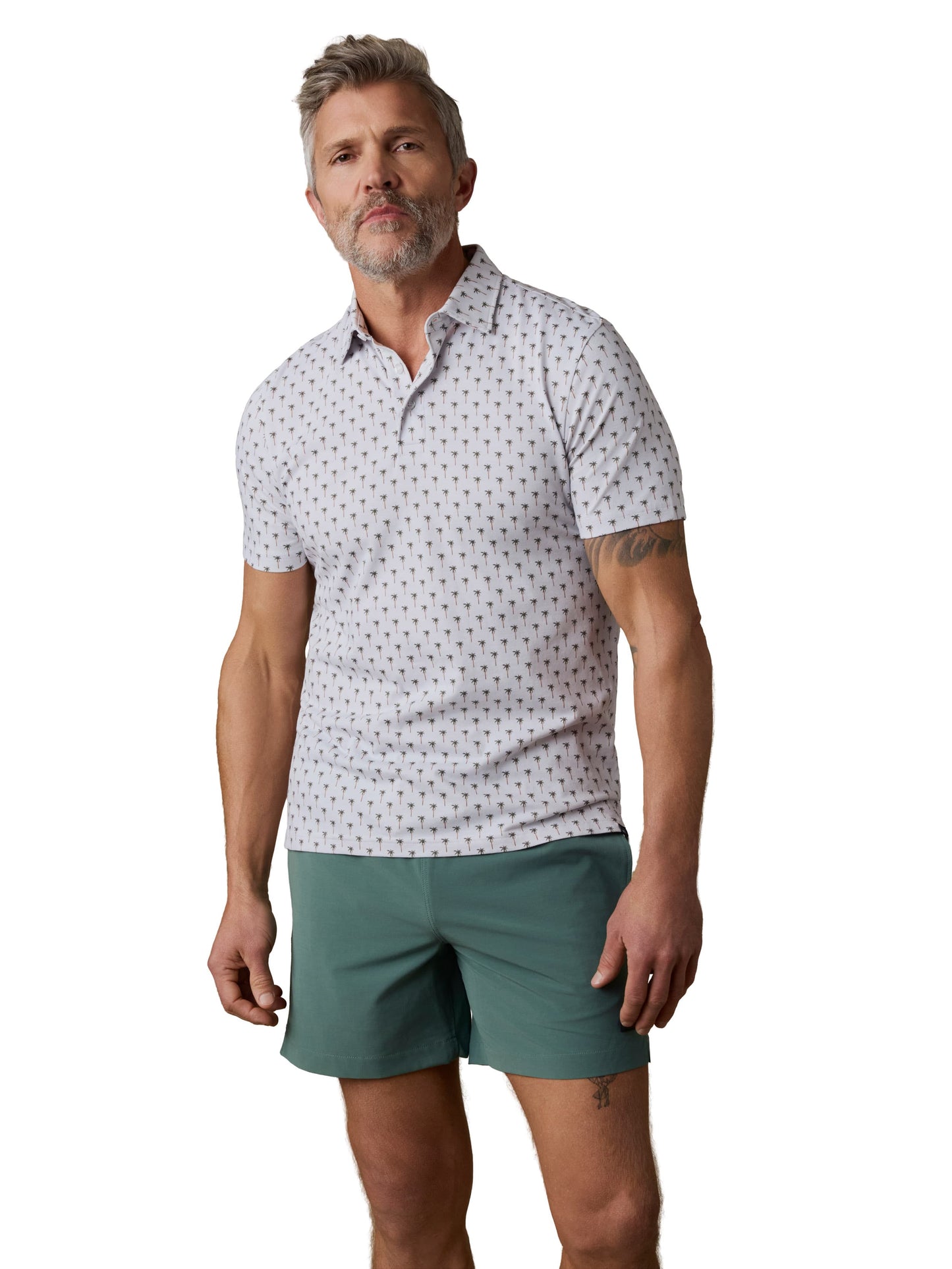 Movement Pique Polo- Ivory Coastal Palms