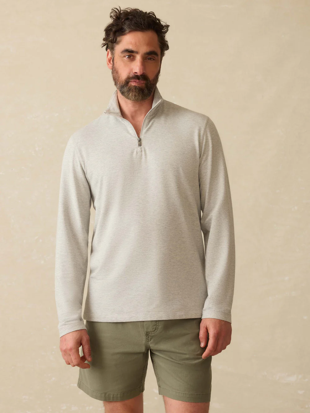 Movement Quarter Zip- Grey Cove Stripe
