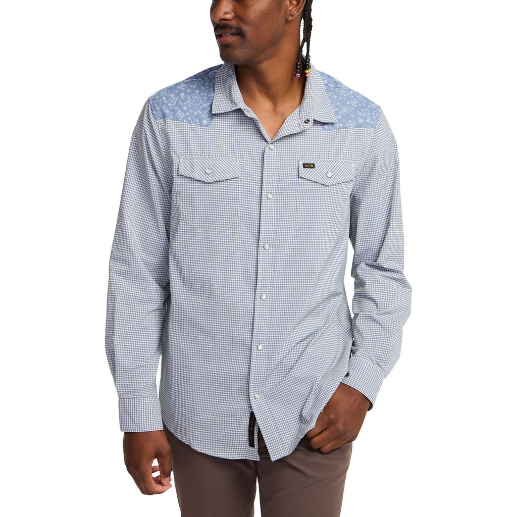 H Bar B Tech Long Sleeve Shirt- Wild Rag/Blue Mirage
