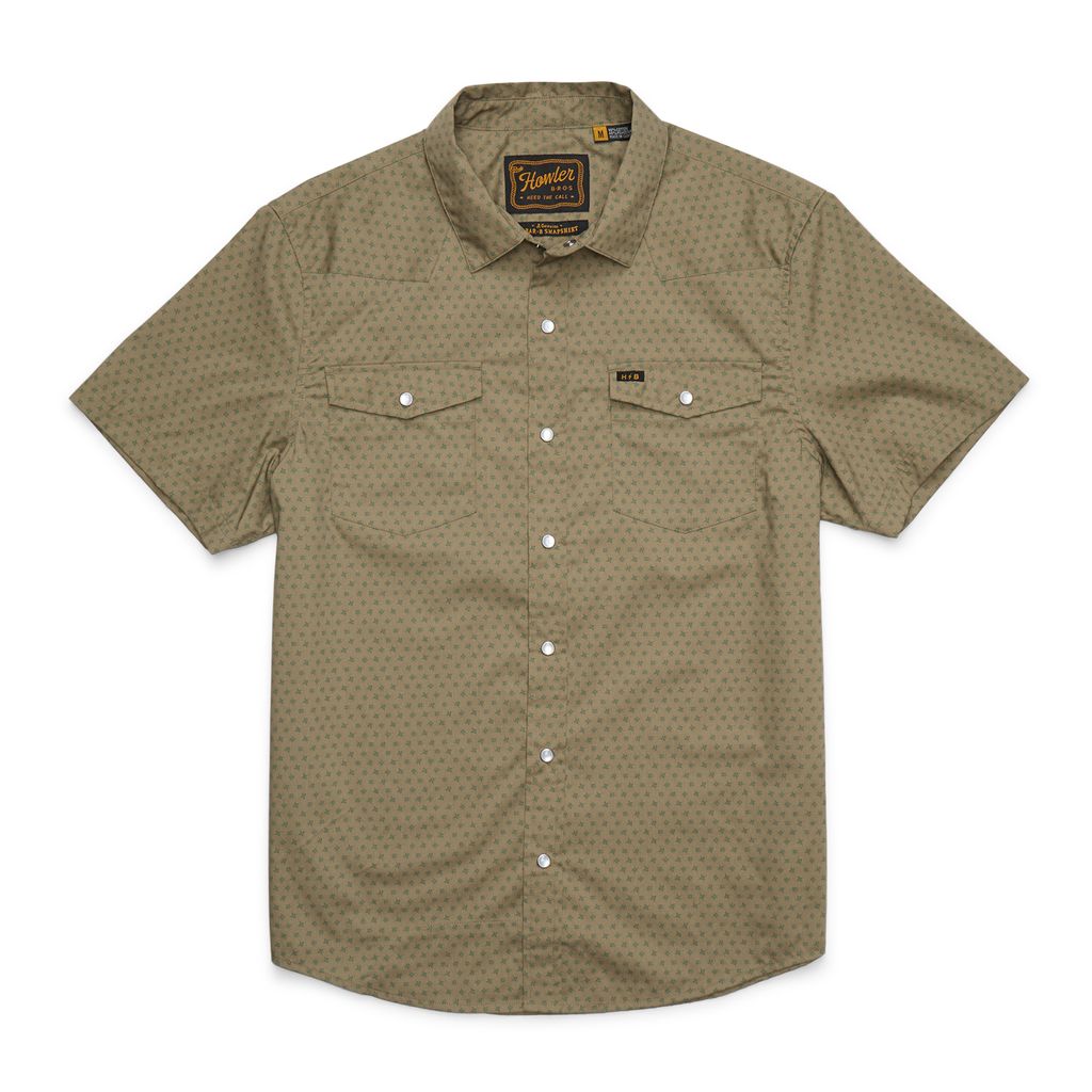 H Bar B Short Sleeve Snapshirt- Lockhart Floral: Olive