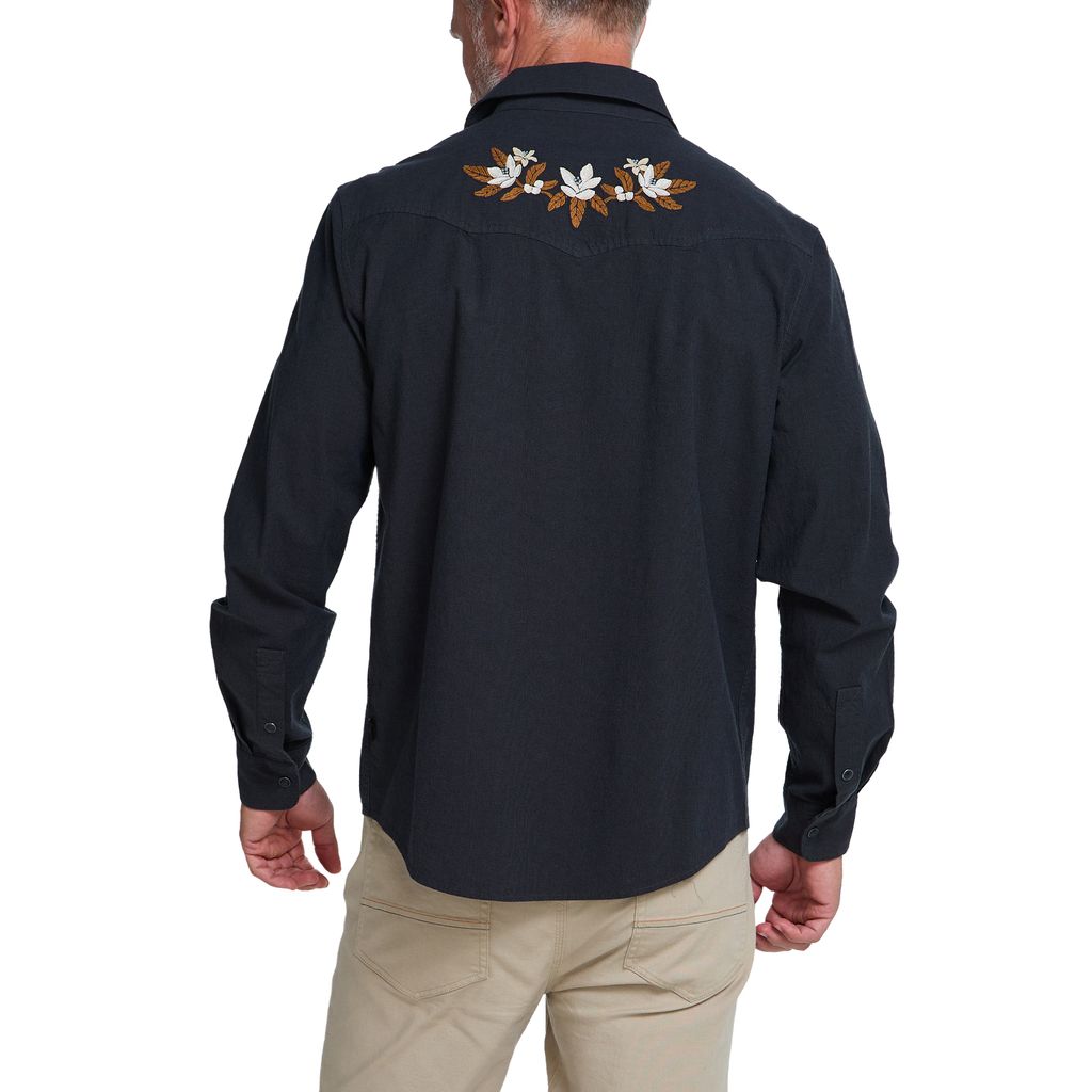 Crosscut Deluxe Long Sleeve Shirt- Orange Blossoms Antique Black