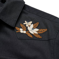 Crosscut Deluxe Long Sleeve Shirt- Orange Blossoms Antique Black