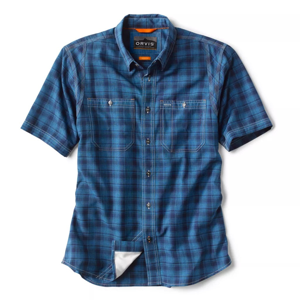 Tech Chambray Short Sleeve Plaid Work Shirt - Blue Moon