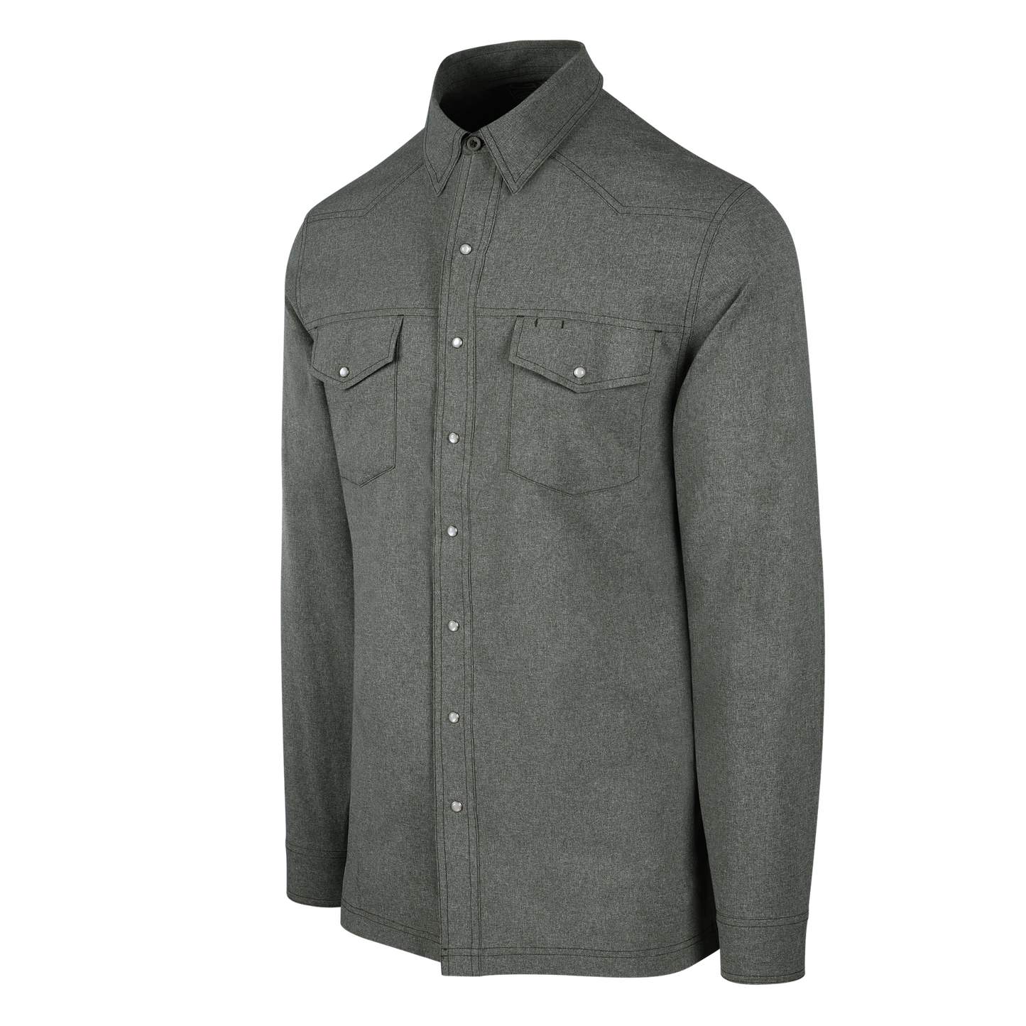 Relaxed Pearl Snap Long Sleeve Shirt- Agave