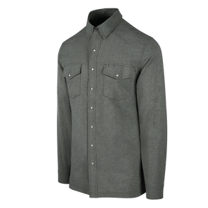 Relaxed Pearl Snap Long Sleeve Shirt- Agave