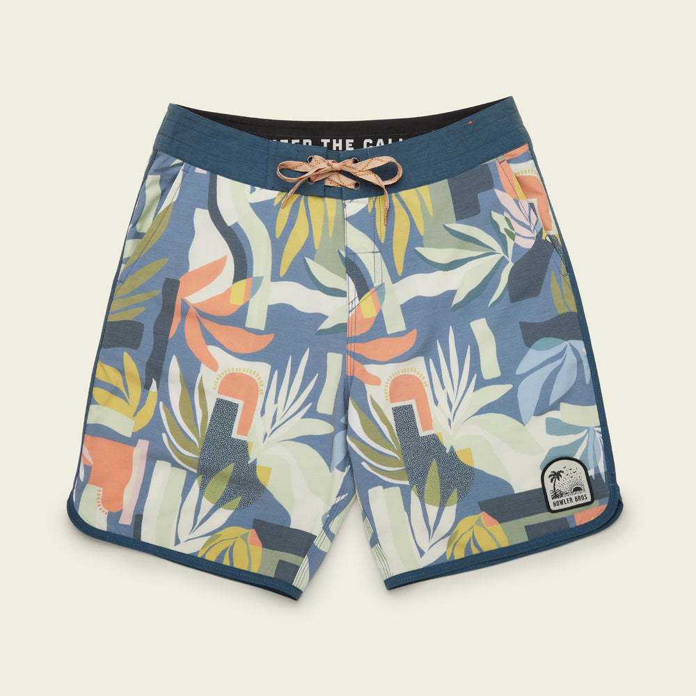 Stretch Bruja Boardshorts- Abstract Savannah: Petrol