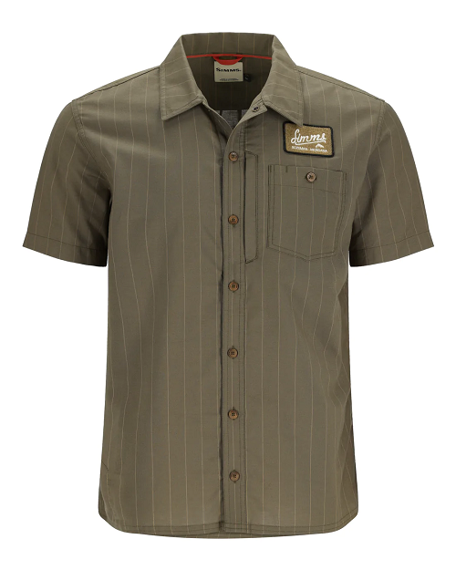 Simms Shop Shirt- Dark Stone/Camel Stripe